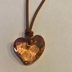 Swarovski Corded pink crystal  Heart Necklace.